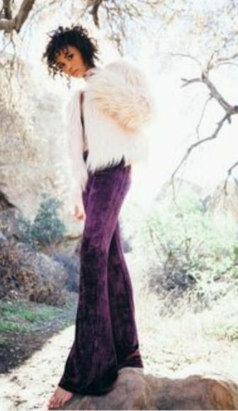 Lavender maroon velvet bell bottoms - Picture 3 of 3